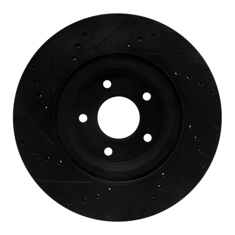 Nissan Rogue Brake Rotor (1) - Front Right - R1 Concepts - Drilled & Slotted - Black - `14-`19